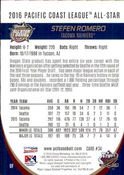 2016 Choice Pacific Coast League All-Stars #34 Stefen Romero Back