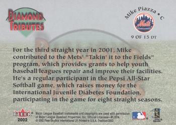 2002 Fleer Tradition - Diamond Tributes #9DT Mike Piazza  Back