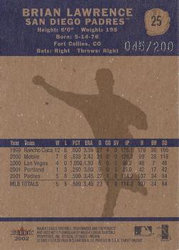 2002 Fleer Tradition Update - 2002 Fleer Tradition Glossy #25 Brian Lawrence  Back