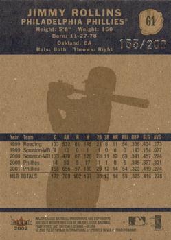 2002 Fleer Tradition Update - 2002 Fleer Tradition Glossy #61 Jimmy Rollins  Back
