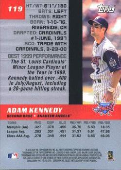 2000 Bowman's Best #119 Adam Kennedy Back