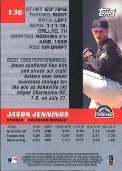 2000 Bowman's Best #136 Jason Jennings Back