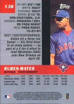 2000 Bowman's Best #138 Ruben Mateo Back