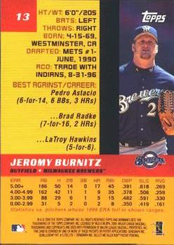 2000 Bowman's Best #13 Jeromy Burnitz Back