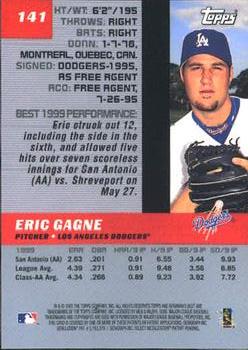 2000 Bowman's Best #141 Eric Gagne Back
