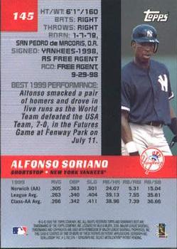 2000 Bowman's Best #145 Alfonso Soriano Back