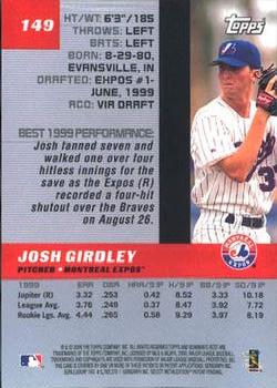 2000 Bowman's Best #149 Josh Girdley Back