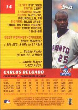 2000 Bowman's Best #14 Carlos Delgado Back