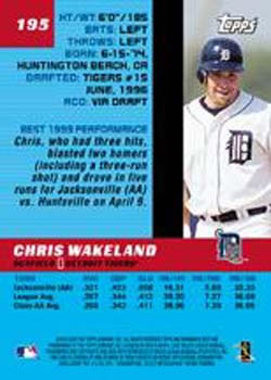 2000 Bowman's Best #195 Chris Wakeland Back
