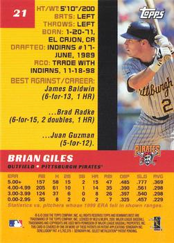 2000 Bowman's Best #21 Brian Giles Back