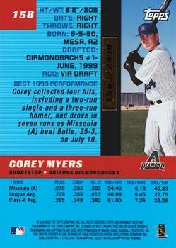 2000 Bowman's Best #158 Corey Myers Back
