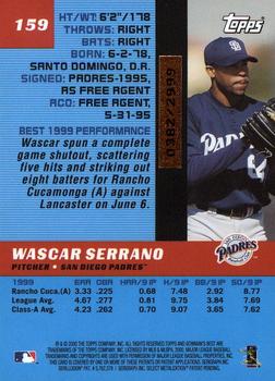 2000 Bowman's Best #159 Wascar Serrano Back