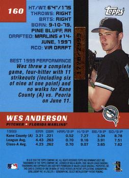 2000 Bowman's Best #160 Wes Anderson Back