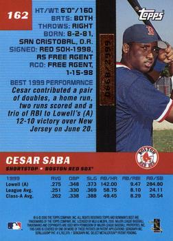 2000 Bowman's Best #162 Cesar Saba Back