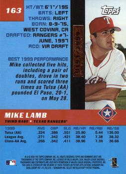 2000 Bowman's Best #163 Mike Lamb Back
