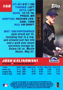 2000 Bowman's Best #168 Josh Kalinowski Back