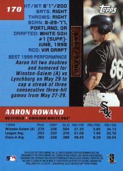 2000 Bowman's Best #170 Aaron Rowand Back