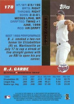 2000 Bowman's Best #178 B.J. Garbe Back