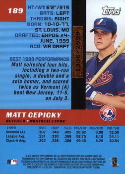 2000 Bowman's Best #189 Matt Cepicky Back