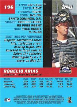 2000 Bowman's Best #196 Rogelio Arias Back