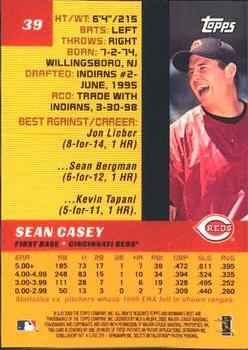 2000 Bowman's Best #39 Sean Casey Back