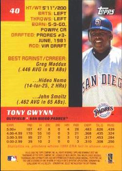 2000 Bowman's Best #40 Tony Gwynn Back
