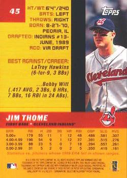 2000 Bowman's Best #45 Jim Thome Back