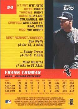 2000 Bowman's Best #54 Frank Thomas Back