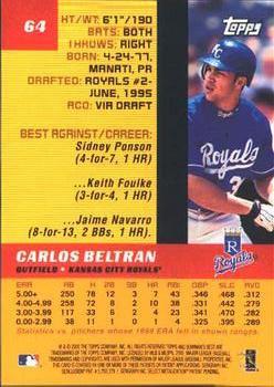 2000 Bowman's Best #64 Carlos Beltran Back