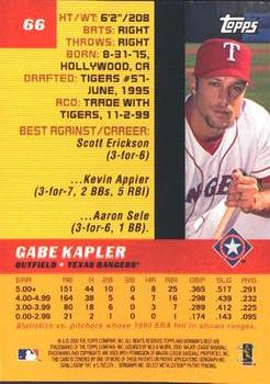 2000 Bowman's Best #66 Gabe Kapler Back