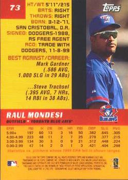 2000 Bowman's Best #73 Raul Mondesi Back