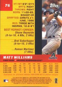 2000 Bowman's Best #76 Matt Williams Back
