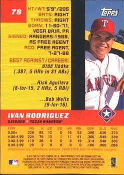 2000 Bowman's Best #78 Ivan Rodriguez Back
