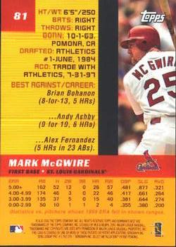 2000 Bowman's Best #81 Mark McGwire Back