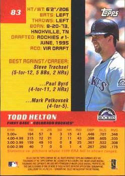 2000 Bowman's Best #83 Todd Helton Back