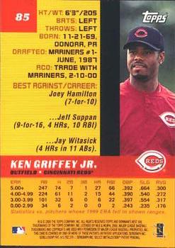 2000 Bowman's Best #85 Ken Griffey Jr. Back