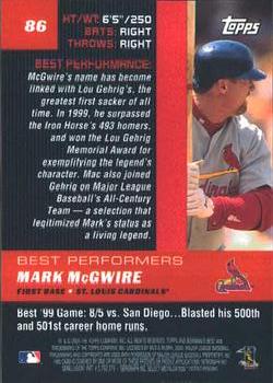 2000 Bowman's Best #86 Mark McGwire Back