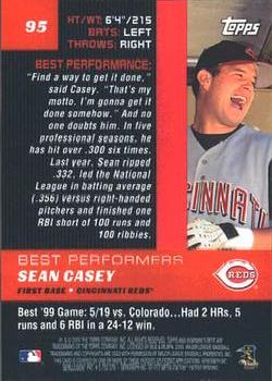 2000 Bowman's Best #95 Sean Casey Back