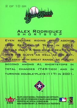 2002 Fleer Tradition - Grass Roots #2 GR Alex Rodriguez  Back