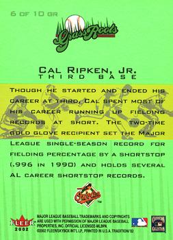 2002 Fleer Tradition - Grass Roots #6 GR Cal Ripken Jr.  Back