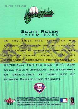 2002 Fleer Tradition - Grass Roots #9 GR Scott Rolen  Back