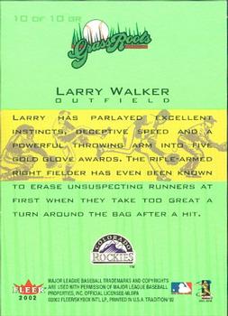 2002 Fleer Tradition - Grass Roots #10 GR Larry Walker  Back