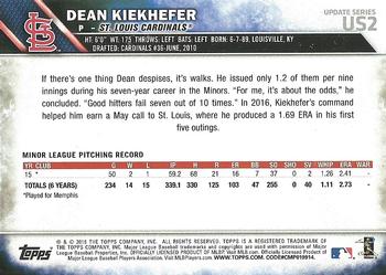 2016 Topps Update - Rainbow Foil #US2 Dean Kiekhefer Back