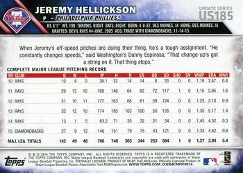 2016 Topps Update - Rainbow Foil #US185 Jeremy Hellickson Back