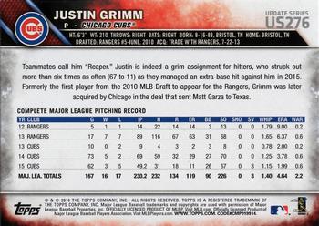 2016 Topps Update - Rainbow Foil #US276 Justin Grimm Back