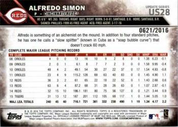 2016 Topps Update - Gold #US28 Alfredo Simon Back