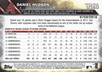 2016 Topps Update - Gold #US60 Daniel Hudson Back