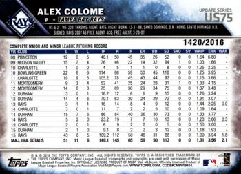 2016 Topps Update - Gold #US75 Alex Colome Back