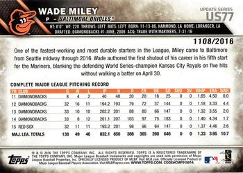2016 Topps Update - Gold #US77 Wade Miley Back