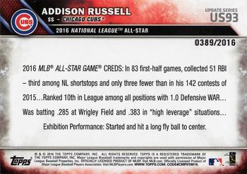 2016 Topps Update - Gold #US93 Addison Russell Back